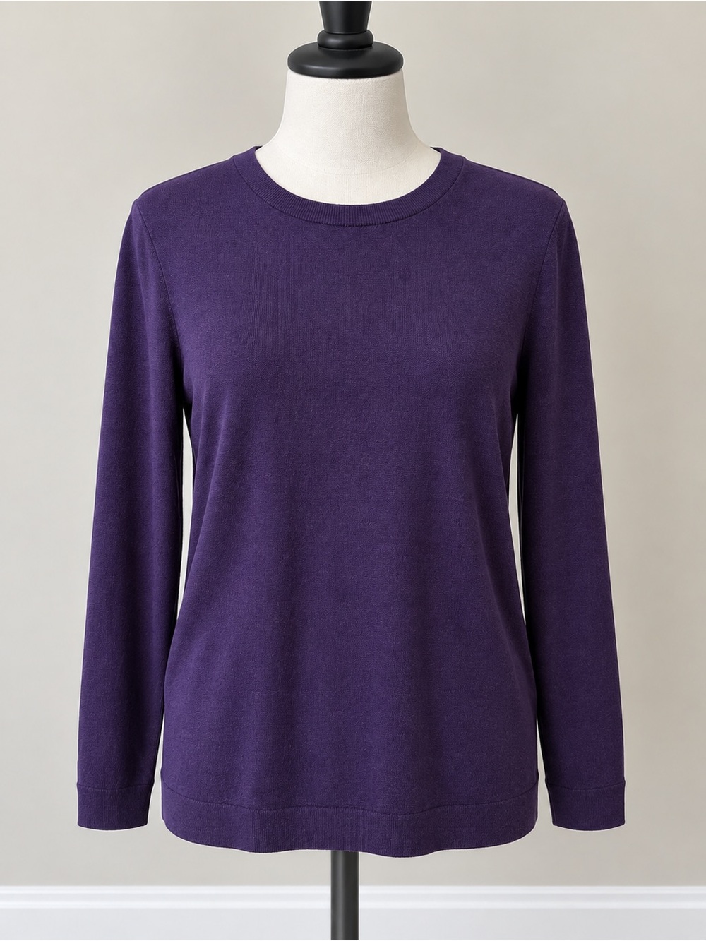 J. Jill Deep Purple Long-Sleeve Crewneck Top